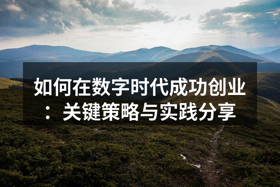 如何在数字时代成功创业：关键策略与实践分享